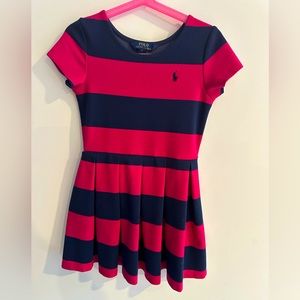 Polo Kids' Pink and Navy Striped Casual Dress